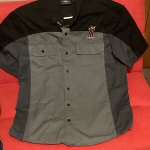 Harley-Davidson Black and Gray Casual Button Down Shirt